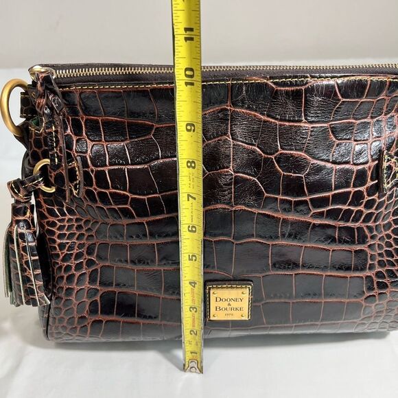 Dooney & Bourke Leather Croc Print Shoulder Bag - Picture 11 of 12